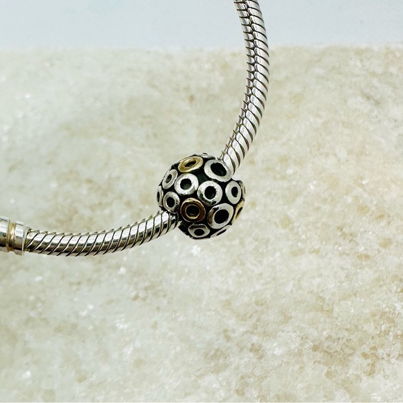 EUC Pandora 790325 Sterling Silver w/ 14K Yellow Gold Oh! Charm - Picture 6 of 17